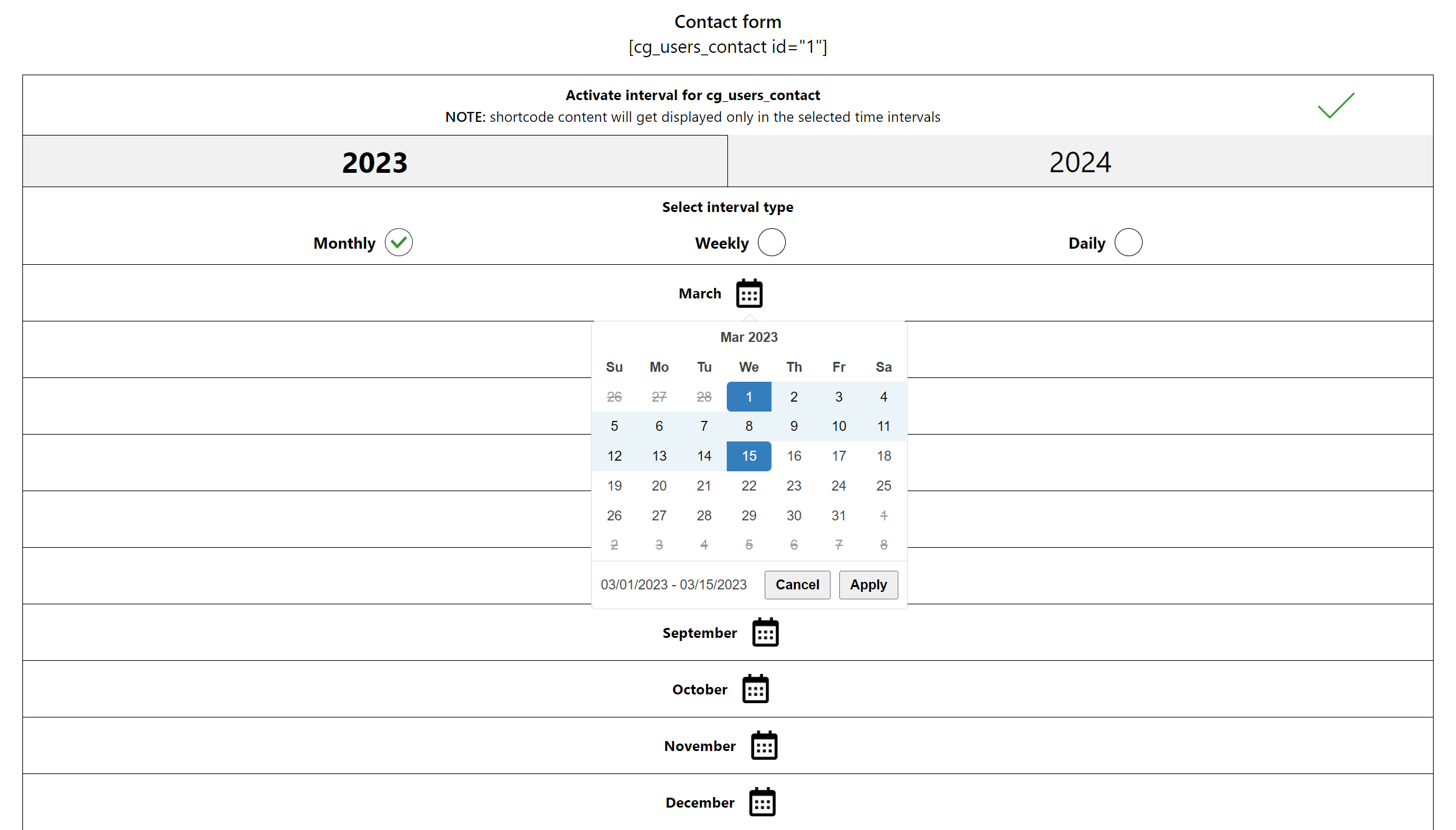 Contact Form Interval