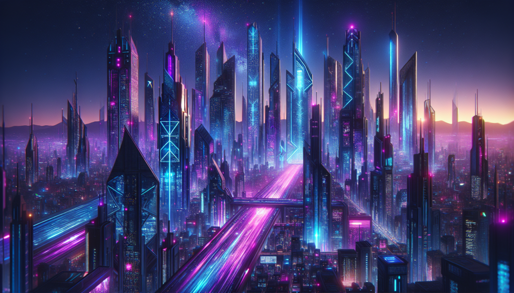 Result DALL·E 3: A futuristic city skyline at night, with flying cars...