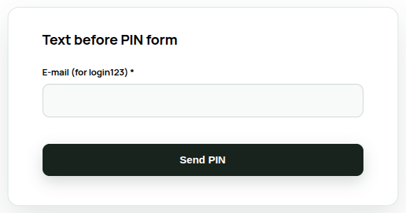 Contest Gallery passwordless email PIN access form with an email field and Send PIN button