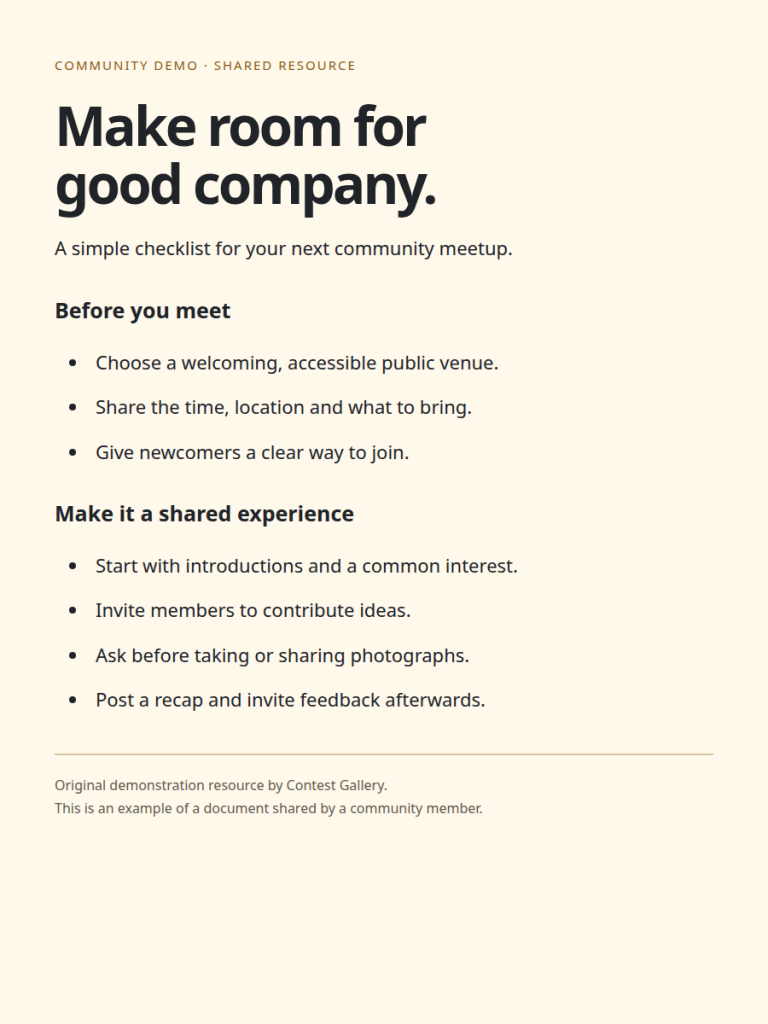 A simple community meetup checklist